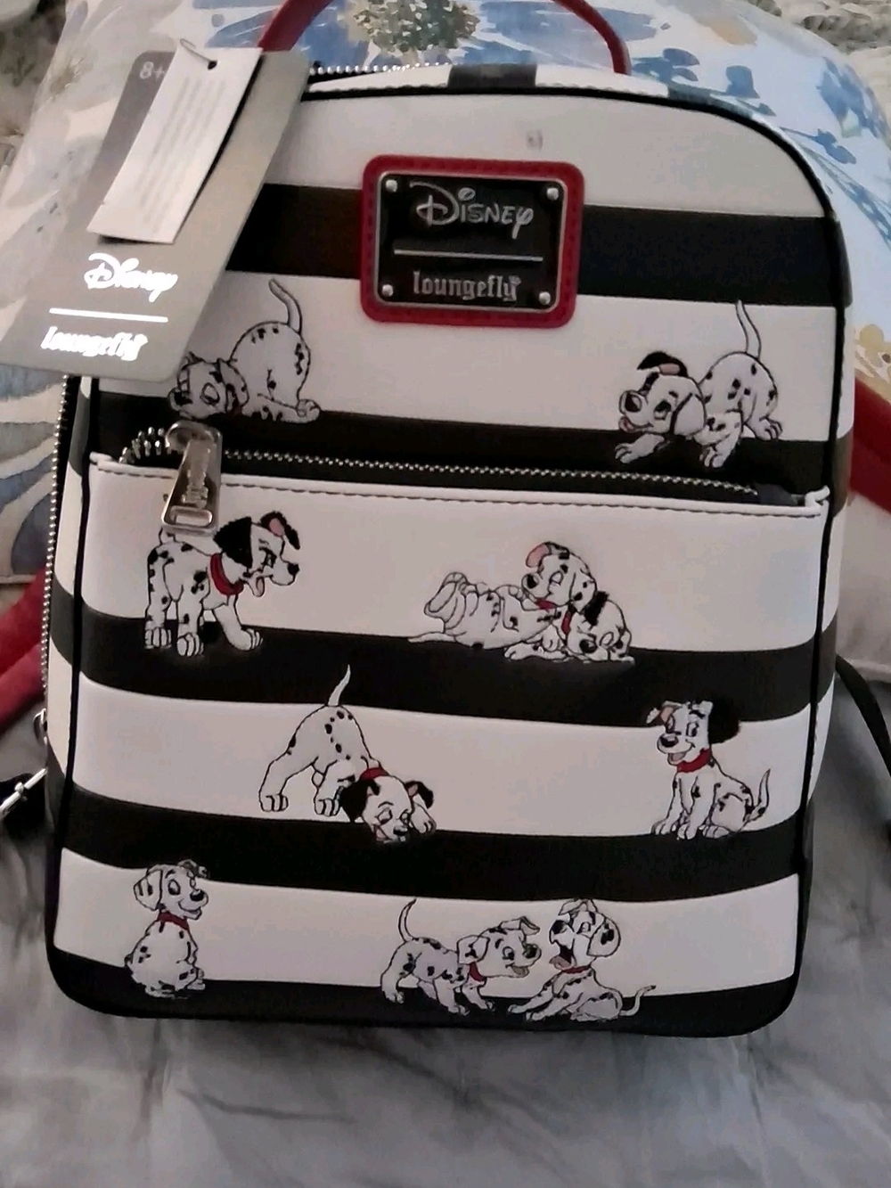Loungefly Black & White 101 Dalmatians Stripe Backpack Nwt